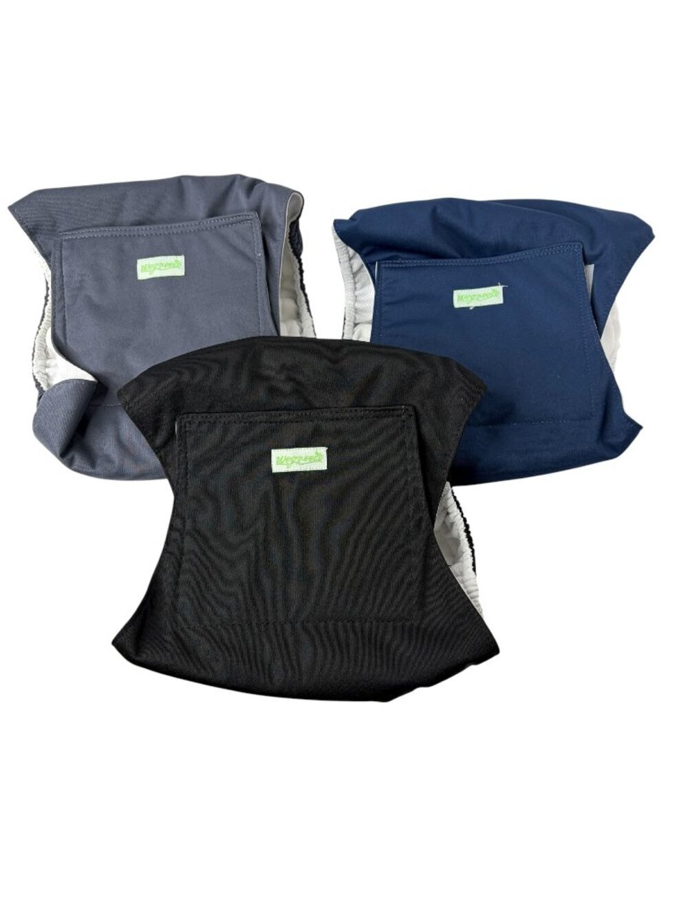 WEGREECO Washable Male Dog Belly Wrap Dog Diapers Medium 3 PACK Black Grey Blue